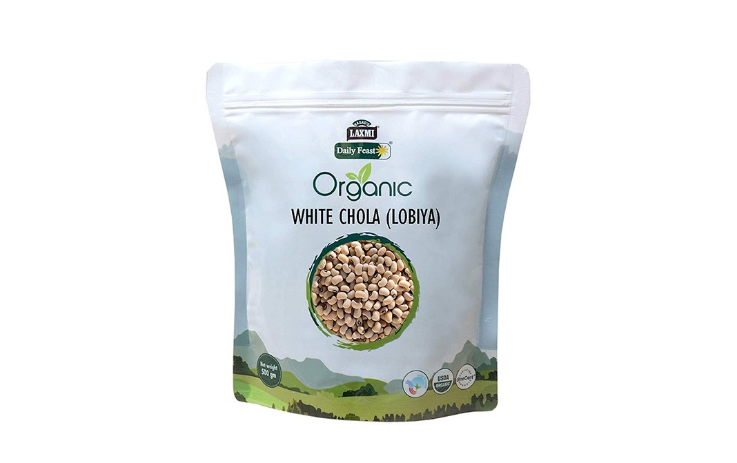Laxmi Daily Feast Organic White Chola (Lobiya)   Pack  500 grams